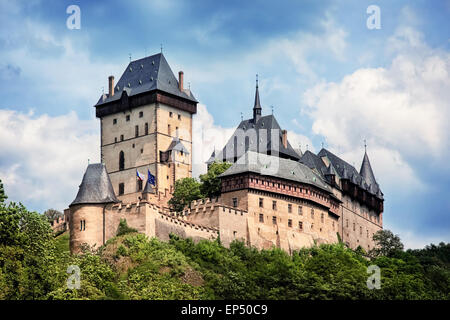 Panorama der Burg Karlstejn, Tschechische Republik Stockfoto