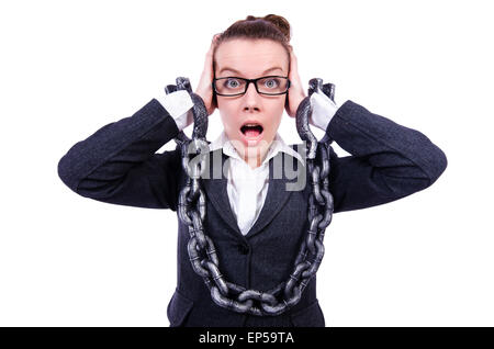 Frau mit Händen und Handschellen Stockfoto