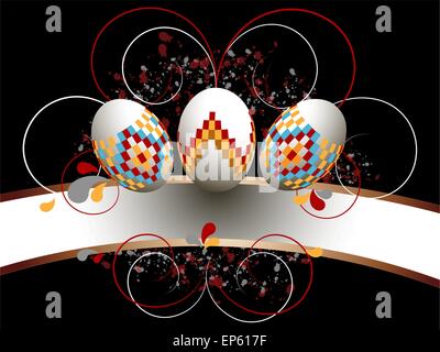 Verzierte Ostereier auf schwarzem Hintergrund Stock Vektor