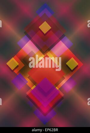 Farbige Quadrate auf einem hellen schillernden dunklen Hintergrund Stock Vektor