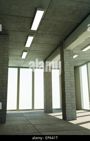 Wolkenkratzer leer konkrete Innenraum Stockfoto