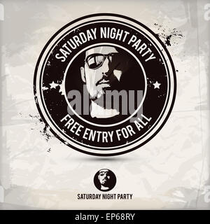 Samstag Nacht party Stempel auf strukturierten Hintergrund Stockfoto
