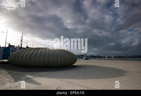 Sonnenuntergang am Strand von Weymouth, Dorset, England UK Stockfoto