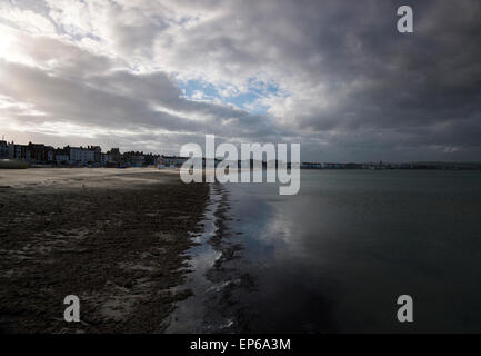 Sonnenuntergang in der Bucht bei Weymouth, Dorset, England UK Stockfoto