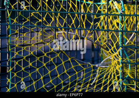 Nahaufnahme vom Eingang eine Hummerfalle, Islesford, Maine. Stockfoto