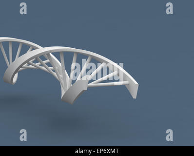 3D-Modell der DNA auf grauem Hintergrund. Digital generiert. Stockfoto