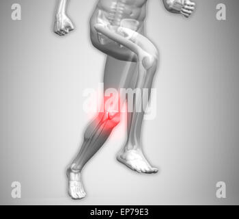 Graue Körper läuft mit Knöchel rot hervorgehoben Stockfoto