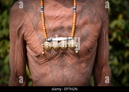 Alten Headhunter in Nagaland Stockfoto