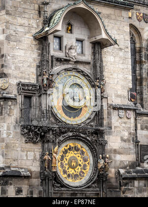 Astronomische Uhr am Altstädter Rathaus, Prag, Chech Republik Stockfoto