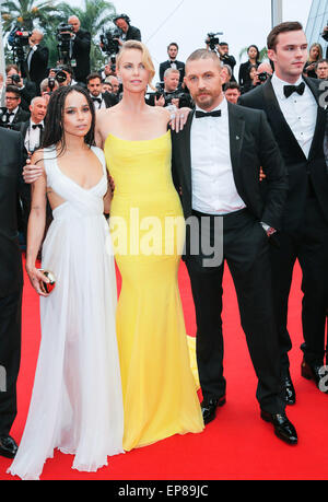 Cannes, Frankreich. 14. Mai 2015. Schauspieler Tom Hardy, Charlize Theron, Nicholas Hoult, Zoe Kravitz Mad Max: Fury Road, Premiere 68 Th Cannes Film-Festival Cannes, Frankreich 14. Mai 2015 Dit77949 Credit: Allstar Bild Bibliothek/Alamy Live-Nachrichten Stockfoto