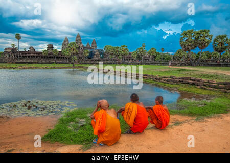 Sonnenuntergang über Angkor Wat Stockfoto