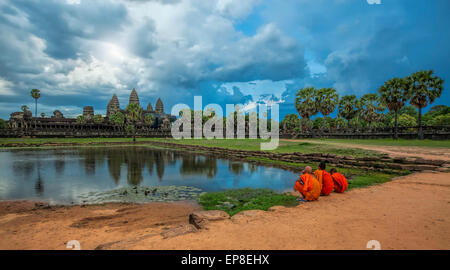 Sonnenuntergang über Angkor Wat Stockfoto