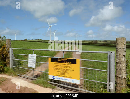 Fullabrook Windpark, West, Nord-Devon, Englands größte Onshore-Windpark mit 22 Vestas 125 Meter Turbinen Stockfoto