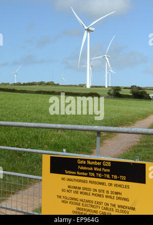 Fullabrook Windpark, West, Nord-Devon, Englands größte Onshore-Windpark mit 22 Vestas 125 Meter Turbinen Stockfoto