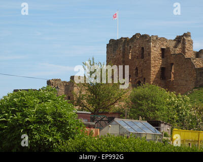 Newcastle Upon Tyne, 15. Mai 2015. Großbritannien Wetter. 11. Jahrhundert Norman Castle mit kleinbäuerliche Zuteilung Grundstücke im Vordergrund bei Tynemouth, Baden in prognostizierte Schönwetter. Bildnachweis: James Walsh/Alamy Live-Nachrichten Stockfoto
