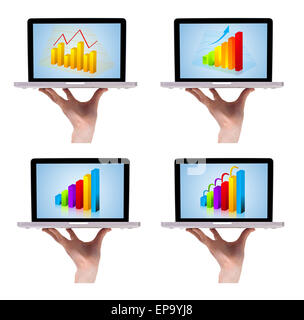 Dimensionalen bunten Chart Sammlung in Laptop 1 Stockfoto