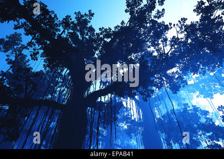 Geheimnisvolle Märchen Fantasy tiefen Dschungel im Wasser in der Nacht Stockfoto