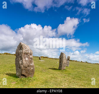 Die Hurlers Steinkreis Bodmin moor Cornwall England uk. Religiöse Stätte Stockfoto