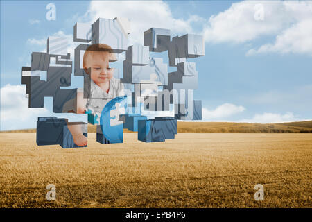 Zusammengesetztes Bild von Baby Genius auf abstrakte Bildschirm Stockfoto
