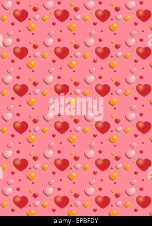 Sanfte rote Herzen auf dem rosa nahtlose Hintergrund Stock Vektor