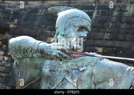 Robin Hood-Statue auf Nottingham castle Stockfoto