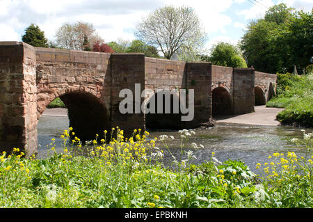 Fluss Tame und Brücke, Wasser Orton, Warwickshire, England, UK Stockfoto