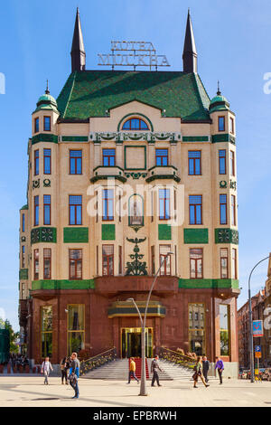 Hotel Moskau oder Moskva in Terazije in Belgrad ist eines der wichtigsten Wahrzeichen für Besucher und Bewohner von Beograd Stockfoto