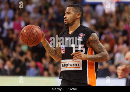 Bonn, Deutschland. 15. Mai 2015. Basketball, Bundesliga, Playoffs, match-3, Bonn, Deutschland, 15.05.2015: Telekom Baskets gegen Ratiopharm Ulm: Brion Rush (Ulm). Bildnachweis: Jürgen Schwarz/Alamy Live-Nachrichten Stockfoto