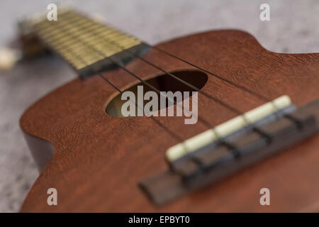 Sopran Ukulele ein exotisches Holz Saiteninstrument der Hawaii-Inseln Stockfoto