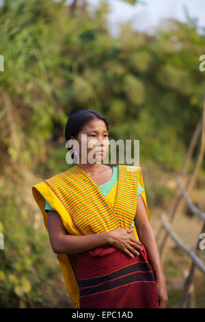 Porträt des Chakma Frau; Khagrachari, Division Chittagong, Bangladesch Stockfoto