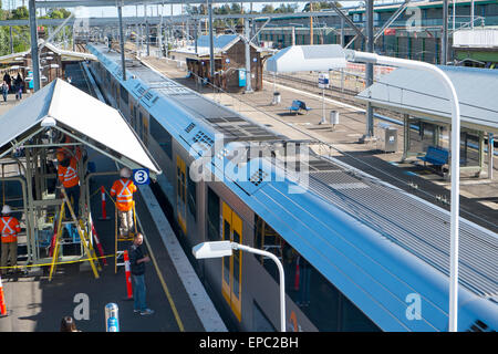 Flemington Bahnhof angrenzend an Sydney Märkte in western Sydney, Australien Stockfoto