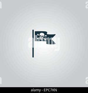 Jolly Roger oder Schädel und gekreuzten Knochen Piratenflagge Stock Vektor