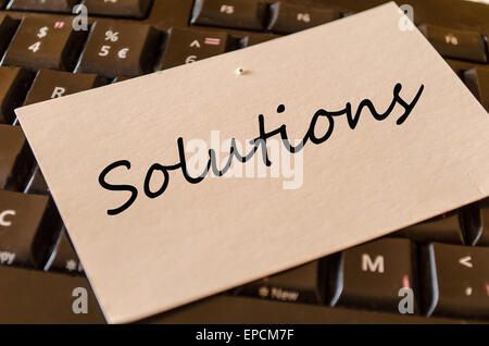 Solutions-Konzept auf schwarze Tastatur Stockfoto