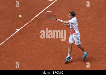 ISTANBUL, Türkei - 1. Mai 2015: Argentinische Spieler Diego Schwartzman in Aktion während Viertel Finale gegen kolumbianische playe Stockfoto