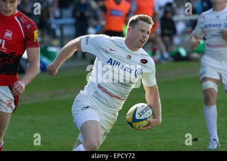 Oxford, UK. 16. Mai 2015. Aviva Premiership Rugby. London Welsh gegen Sarazenen. Chris Ashton läuft noch einmal zu versuchen. Bildnachweis: Aktion Plus Sport/Alamy Live-Nachrichten Stockfoto