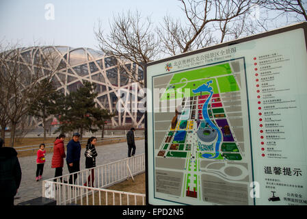 zeigen Sie im Vogelnest Olympiastadion in Peking China an Stockfoto