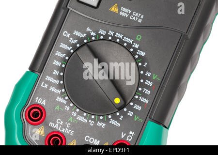 Digitale multimeter Selektor isoliert auf weißem Hintergrund Stockfoto