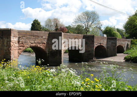 Fluss Tame und Brücke, Wasser Orton, Warwickshire, England, UK Stockfoto