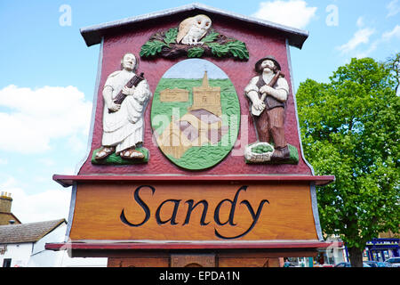 Stadt Zeichen Hautpstraße Sandy Bedfordshire UK Stockfoto