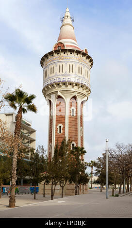 Torre de Les Aigües Wasser Turm von Josep Domenech i Estapa, Barcelona, Katalonien, Spanien Stockfoto