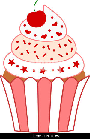 Kirsche schöne Cupcake Cartoon illustration Stockfoto