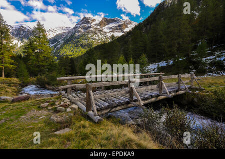 Italien Trentino Stelvio national Park Noce Creek Bridge Stockfoto