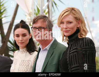 Cannes, Frankreich. 17. Mai 2015. Schauspielerin Rooney Mara, Regisseur Todd Haynes und Schauspielerin Cate Blanchett beim Photocall zum Film Carol Sonntag, 17. Mai 2015, bei den 68. Filmfestspielen von Cannes, Cannes, Frankreich. Bildnachweis: Doreen Kennedy/Alamy Live-Nachrichten Stockfoto