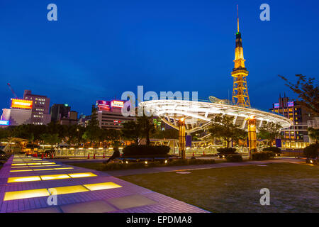 Skyline der Stadt Nagoya mit Turm von Nagoya in Japan Stockfoto