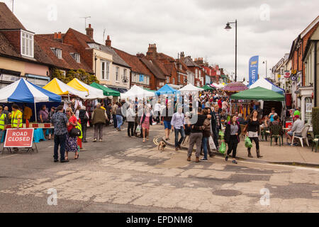 Alresford Brunnenkresse Festival, Weststraße, New Alresford, Hampshire, England, Vereinigtes Königreich. Stockfoto