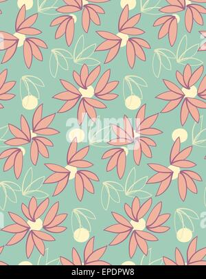 Nahtlose Muster Blumenmotiv Hintergrund abstrahieren. Bunte Formen der Blätter, Blüten, Pflanzen Teile Zusammensetzung Stock Vektor