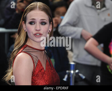 London, UK. 17. Mai 2015. Britt Robertson besucht die Europäische Premiere von "Tomorrowland: A World Beyond" im Odeon Leciester Square. Bildnachweis: Ferdaus Shamim/ZUMA Draht/Alamy Live-Nachrichten Stockfoto