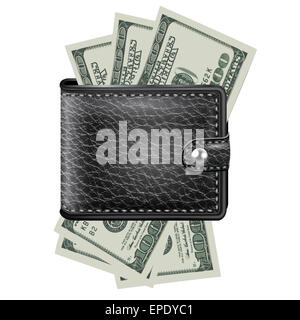 Leder Brieftasche mit Dollar USA. Stockfoto