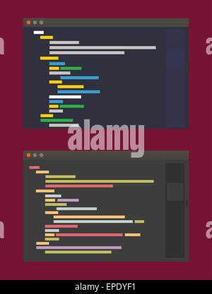 zwei Farbdesigns der Entwicklercode Editor, flachen Design-Darstellung Stock Vektor