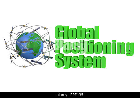 GPS-Satelliten Konzept isoliert auf weißem Hintergrund Stockfoto